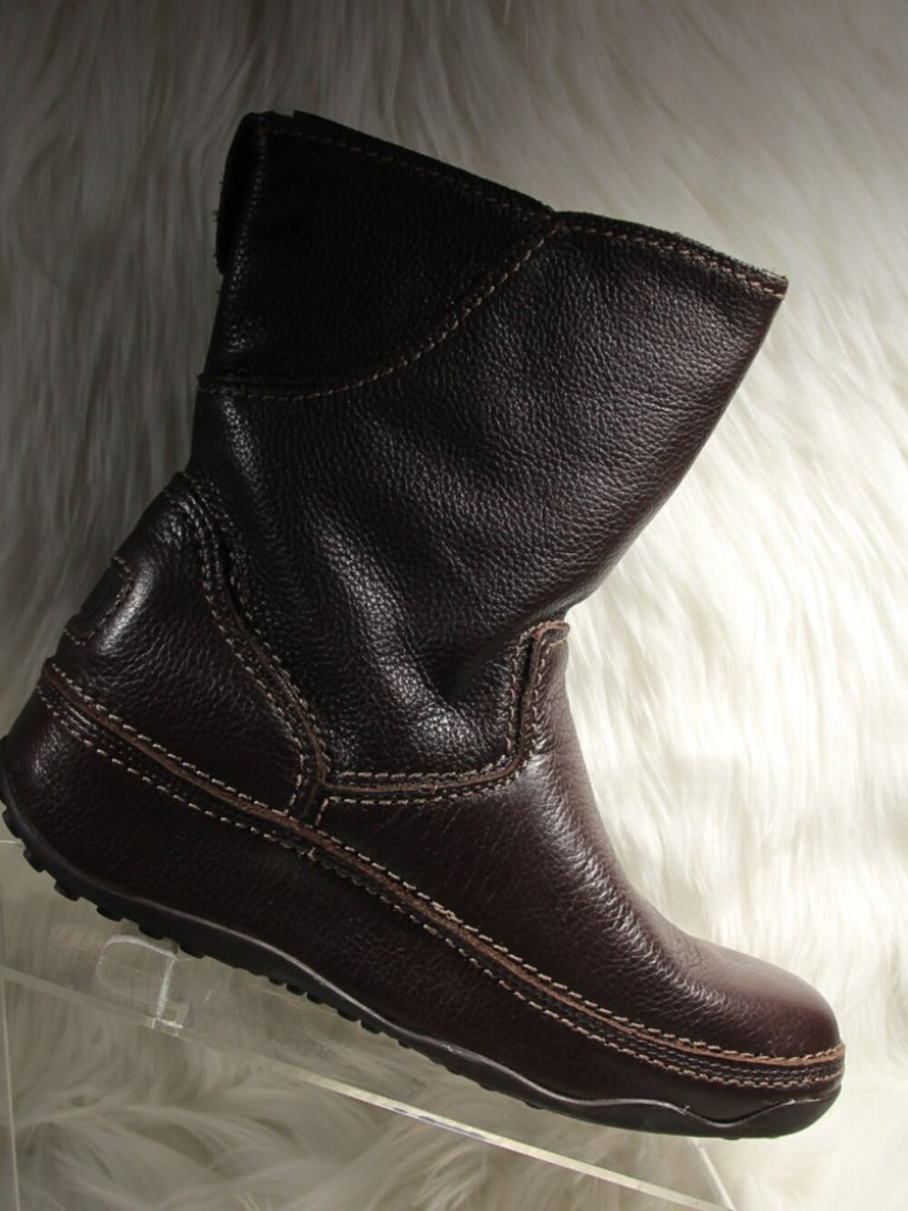 FitFlop Superboot Short Leather Chocolate Brown Boots US 8
